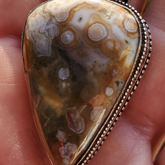 New Ocean Jasper Antique Design 925 Silver Pendant. - Picture 6 of 14